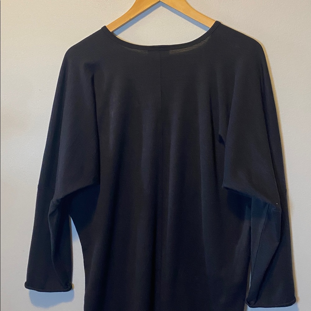 Ramblers Way Wool Tunic Dress Womens Medium Black Long Dolman Sleeves Hi Low Hem - Picture 9 of 12